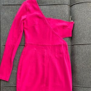 One Shoulder Mini Pink Dress